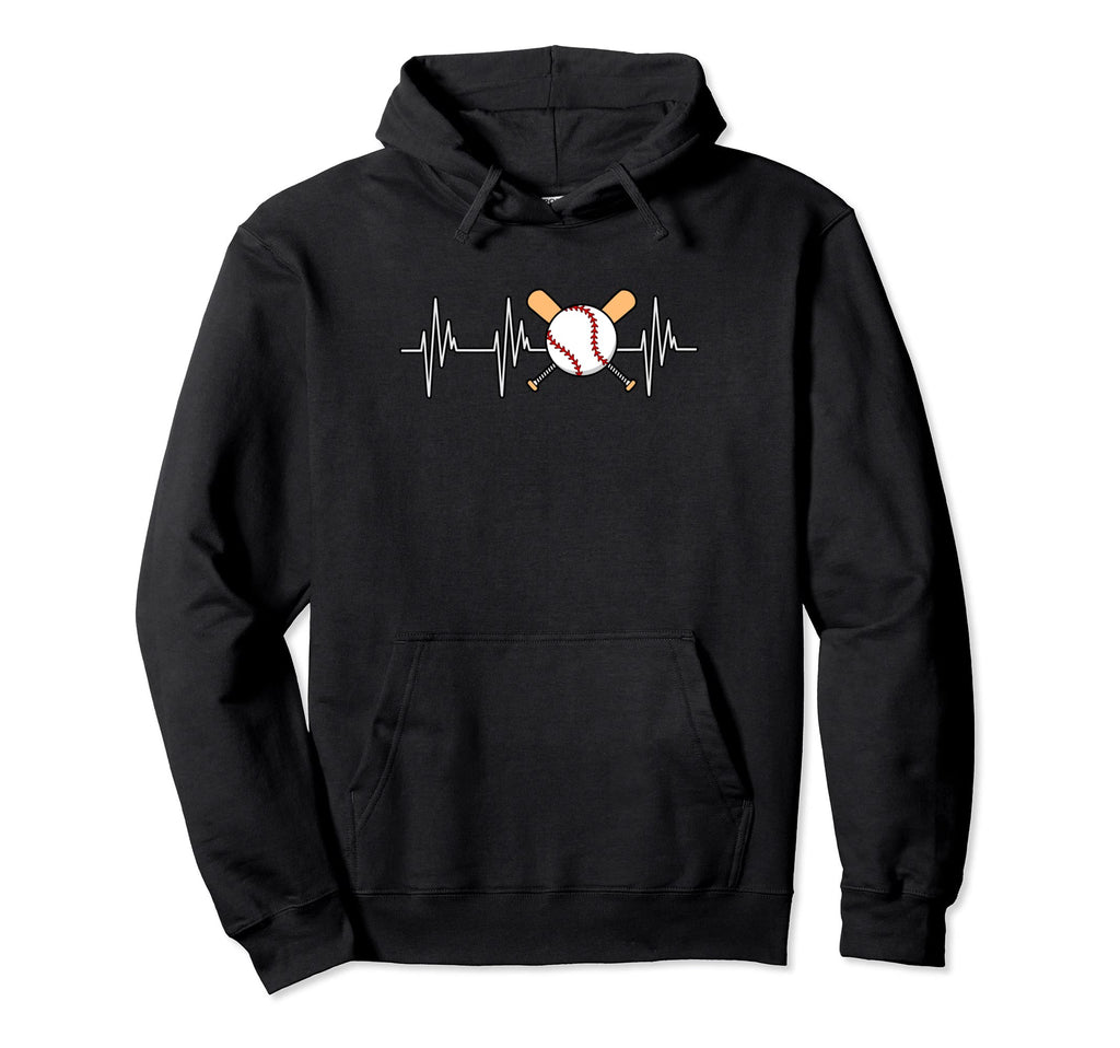 Baseball Heartbeat Sports Player Hoodie - Minimalist Print for Adults - T-Shirt, Sweatshirt, Hoodie