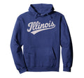 Throwback Illinois Distressed Hoodie - Novelty Apparel Men Women - T-Shirt, Sweatshirt, Hoodie