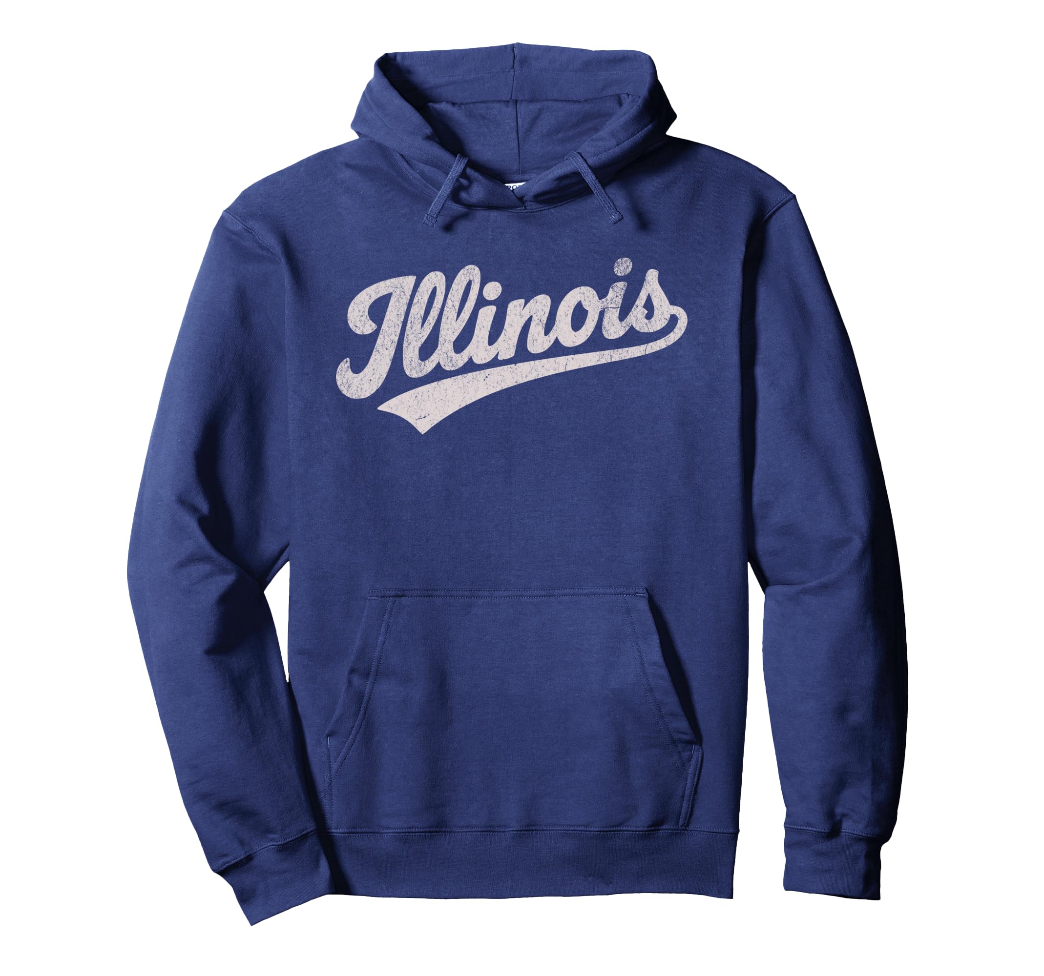 Throwback Illinois Distressed Hoodie - Novelty Apparel Men Women - T-Shirt, Sweatshirt, Hoodie