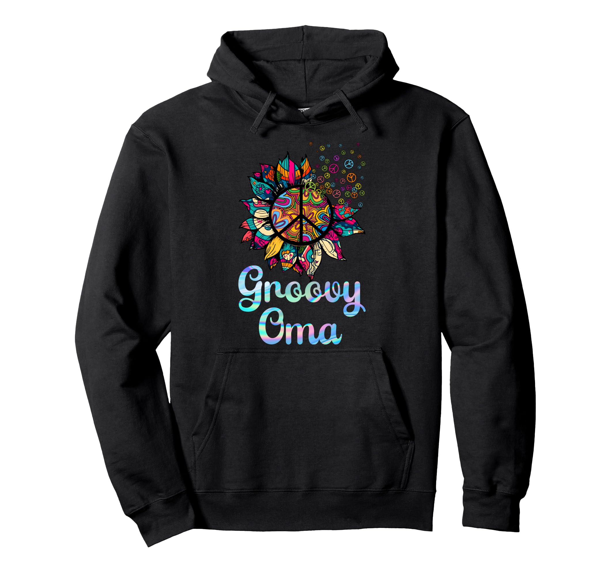 Flower Power Groovy Oma Hippie Funny Hoodie - Trendy Graphic for Adults - T-Shirt, Sweatshirt, Hoodie