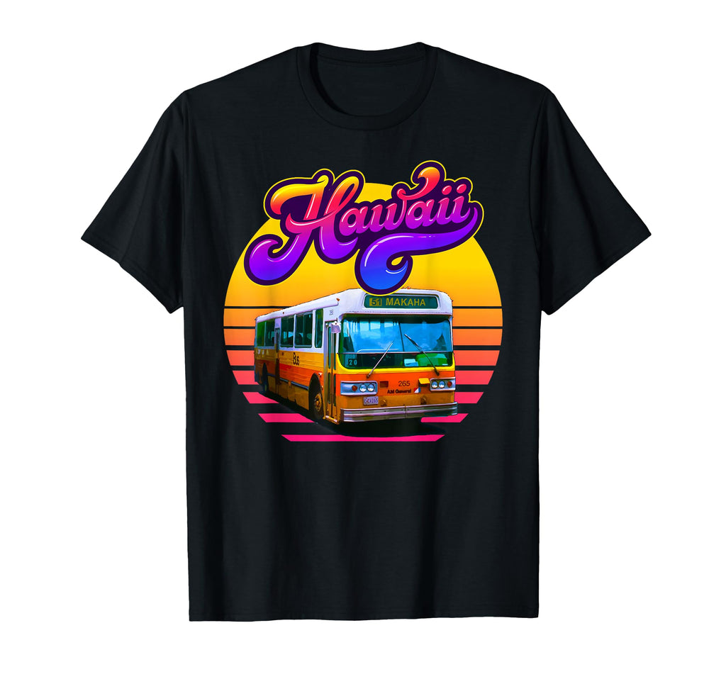Hawaii Bus Sunset T-Shirt - Minimalist Print Men Women - T-Shirt, Sweatshirt, Hoodie