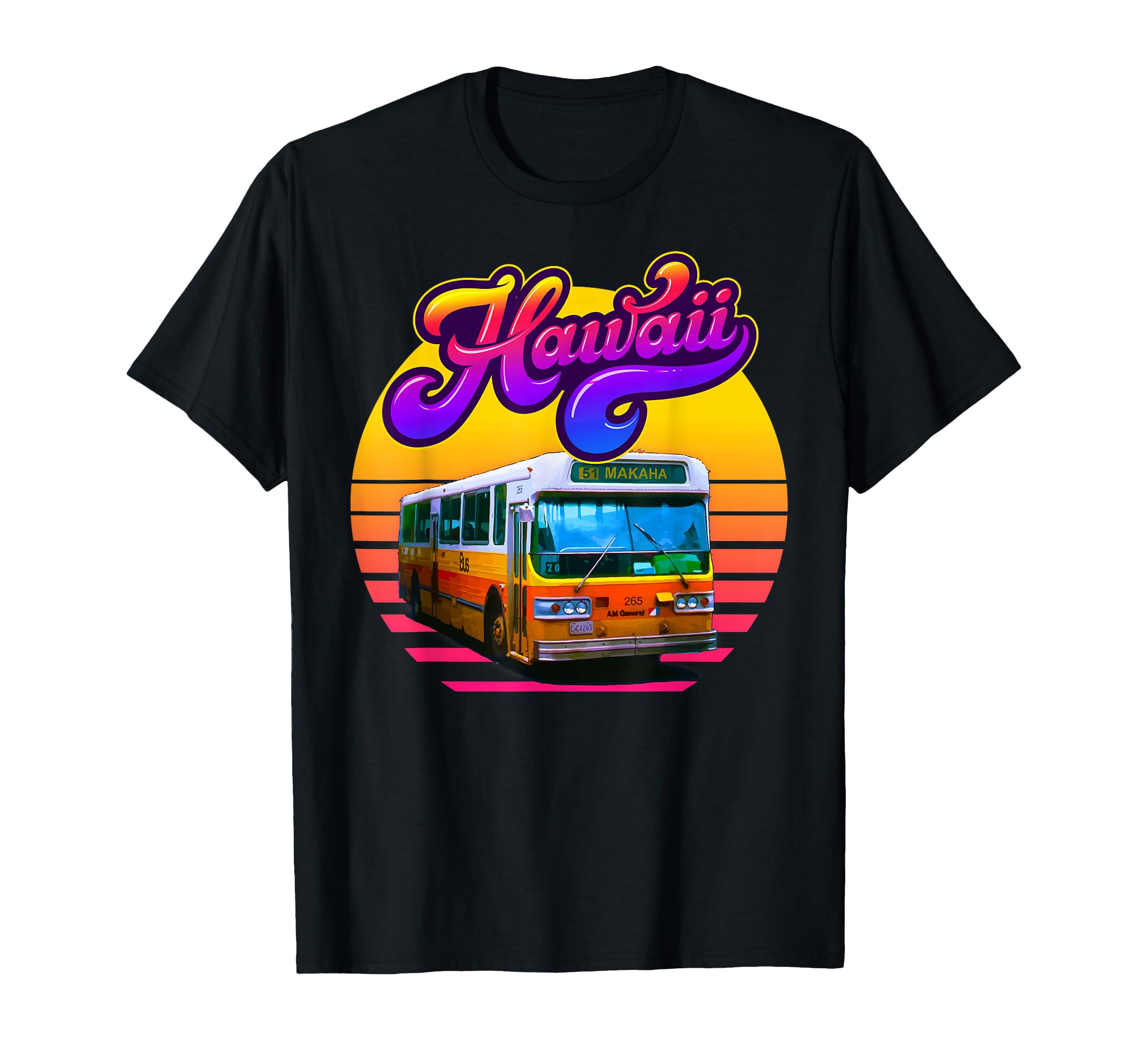 Hawaii Bus Sunset T-Shirt - Minimalist Print Men Women - T-Shirt, Sweatshirt, Hoodie
