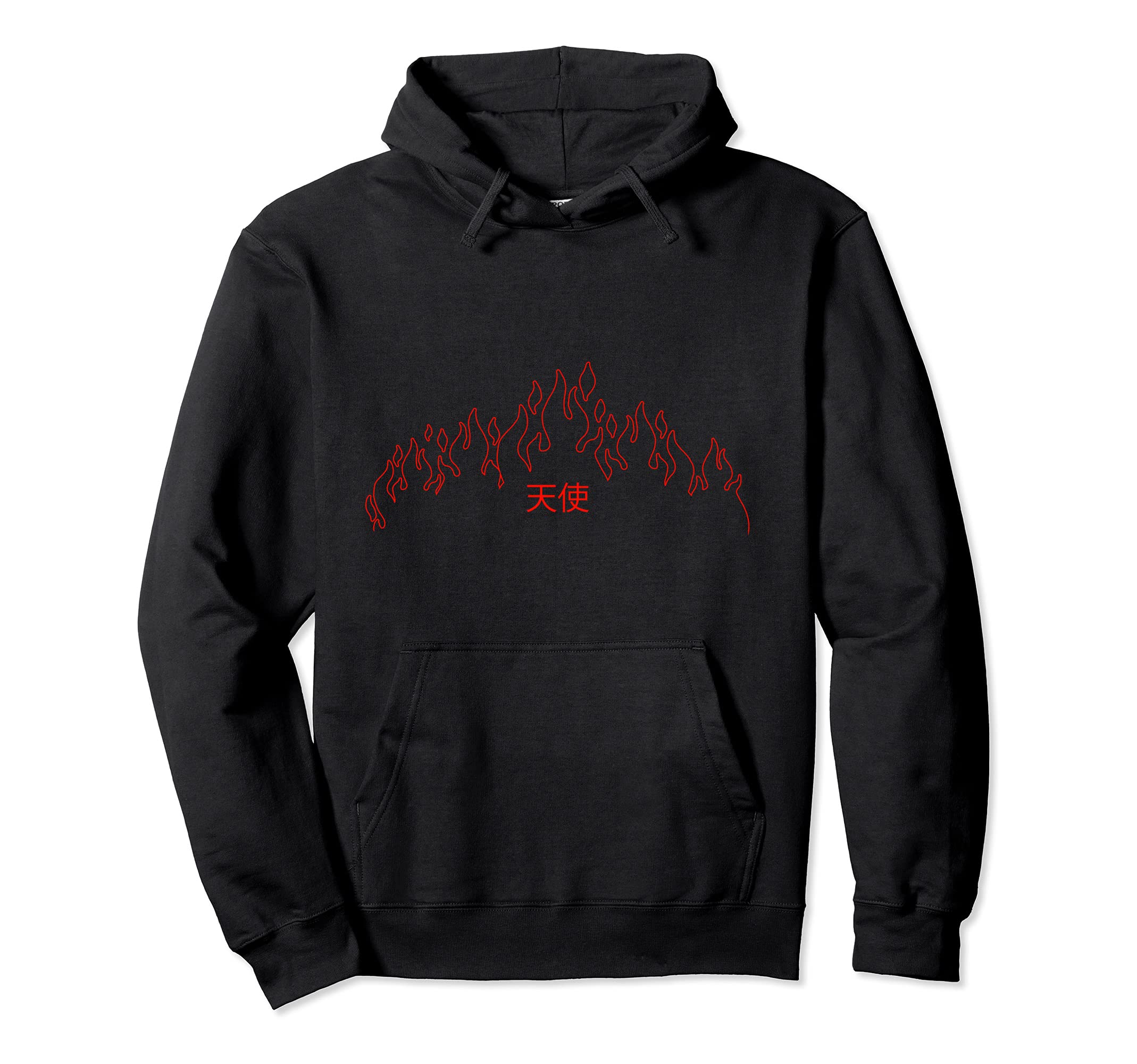 Grunge E E Kanji Red Flames 90S Japan Hoodie - Unique Graphic for Adults - T-Shirt, Sweatshirt, Hoodie