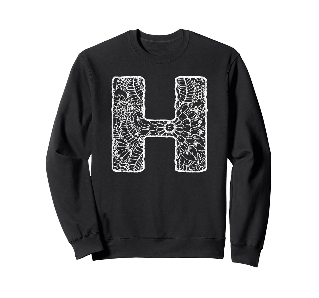 Capital Letter H Floral Chic Boho Sweatshirt - Streetwear Style Unisex - T-Shirt, Sweatshirt, Hoodie