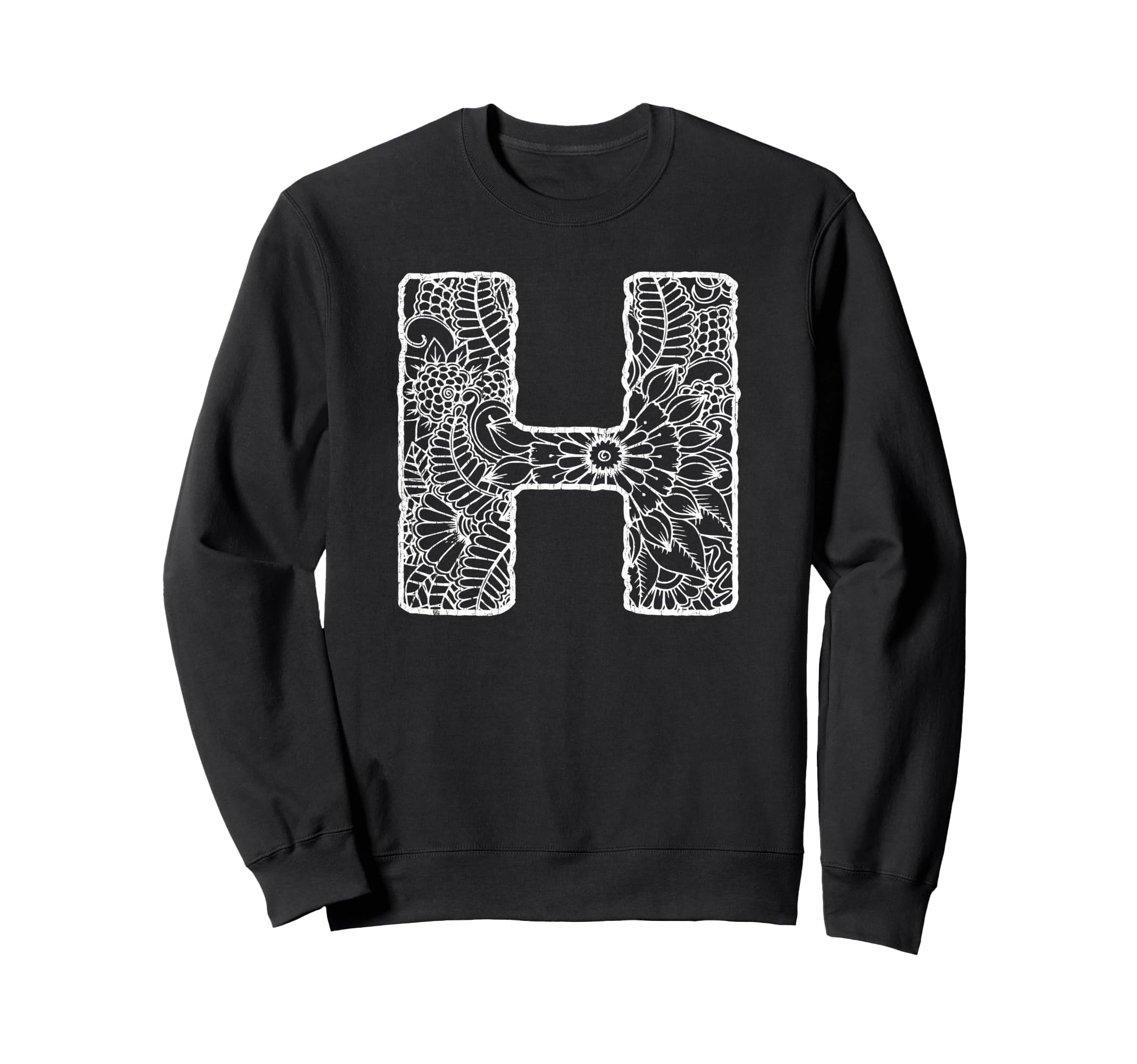 Capital Letter H Floral Chic Boho Sweatshirt - Streetwear Style Unisex - T-Shirt, Sweatshirt, Hoodie