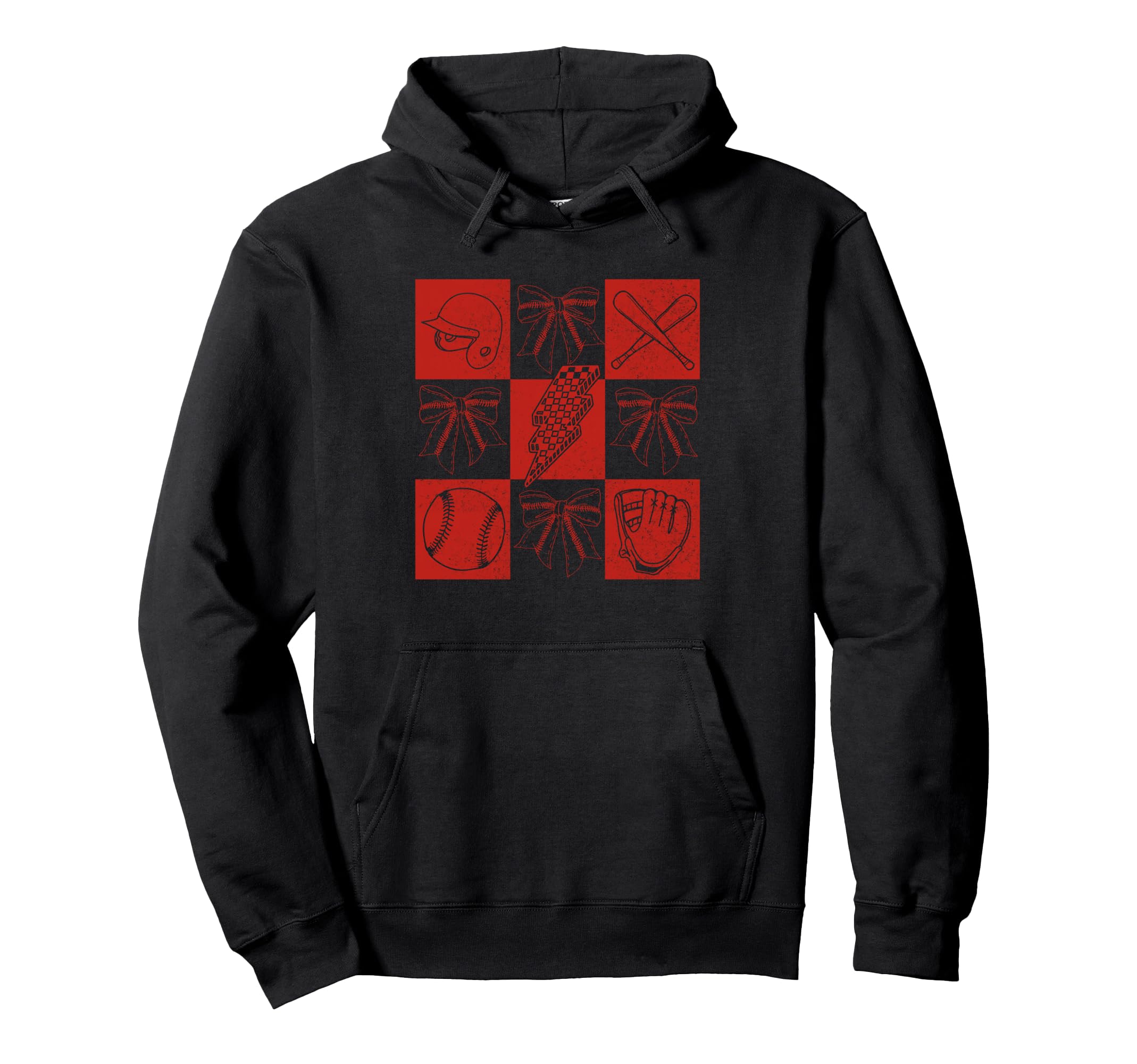 Baseball Mama Coquette Checkered Hoodie - Aesthetic Graphic for Adults - T-Shirt, Sweatshirt, Hoodie