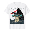 Funny Ufo Alien Black Cat Laser Eye T-Shirt - Aesthetic Graphic Unisex - T-Shirt, Sweatshirt, Hoodie