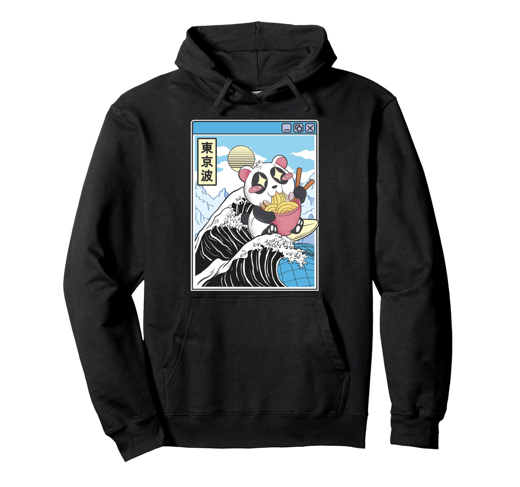 Panda Bear Ramen Japanese Wave Hoodie - Streetwear Style for Adults - T-Shirt, Sweatshirt, Hoodie