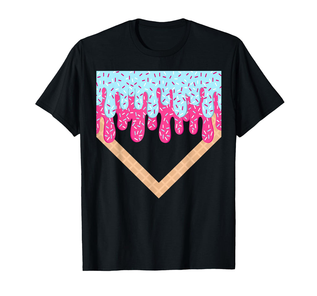 Baseball Drip Home Plate Ice Cream T-Shirt - Custom Art Print for Adults - T-Shirt, Sweatshirt, Hoodie
