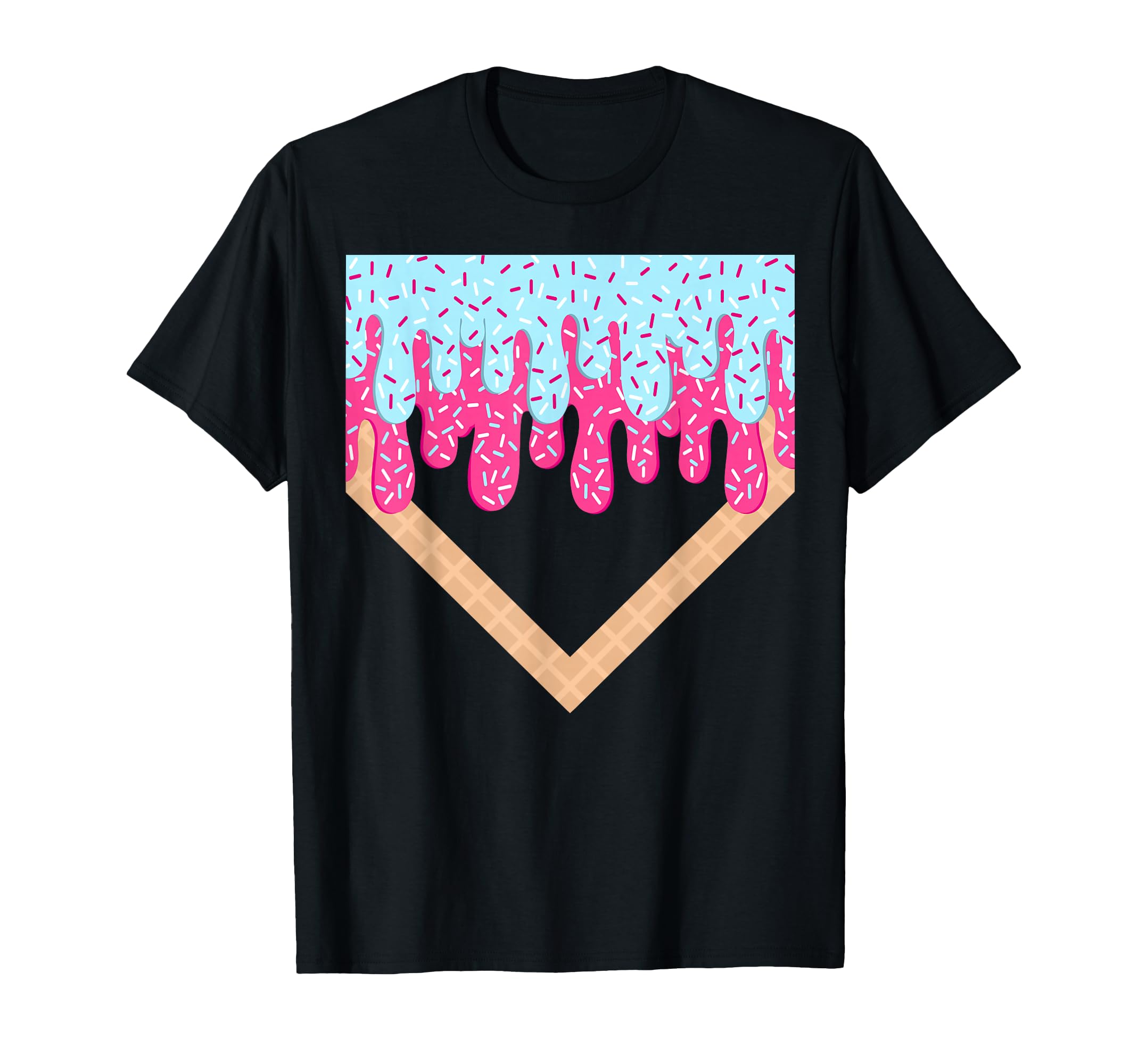 Baseball Drip Home Plate Ice Cream T-Shirt - Custom Art Print for Adults - T-Shirt, Sweatshirt, Hoodie