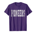 Pioneers Mascot Distressed School T-Shirt - Trendy Graphic for Adults - T-Shirt, Sweatshirt, Hoodie