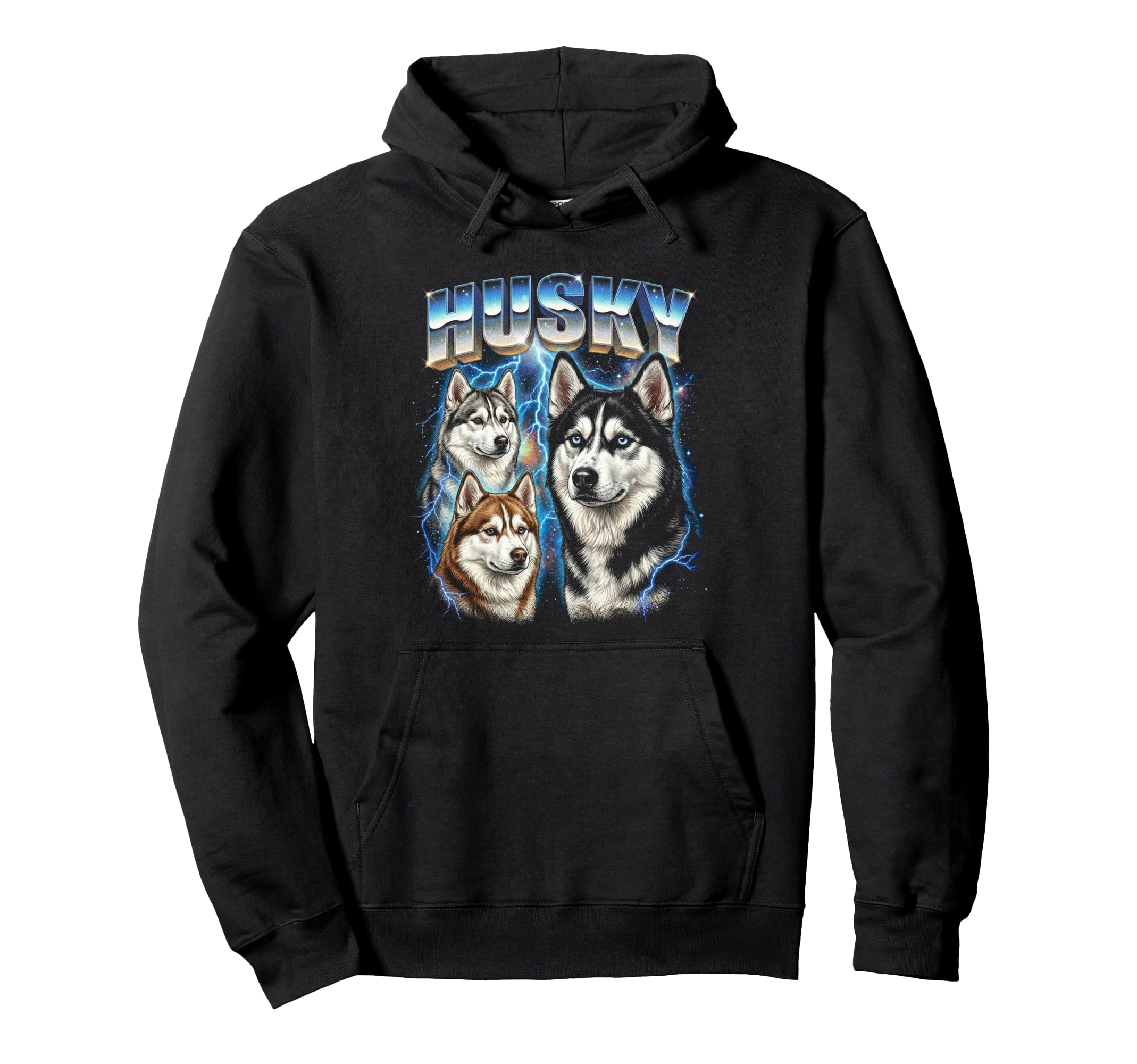 Husky 80S Dog Lover Funny 90S Hoodie - Graphic Print Men Women - T-Shirt, Sweatshirt, Hoodie
