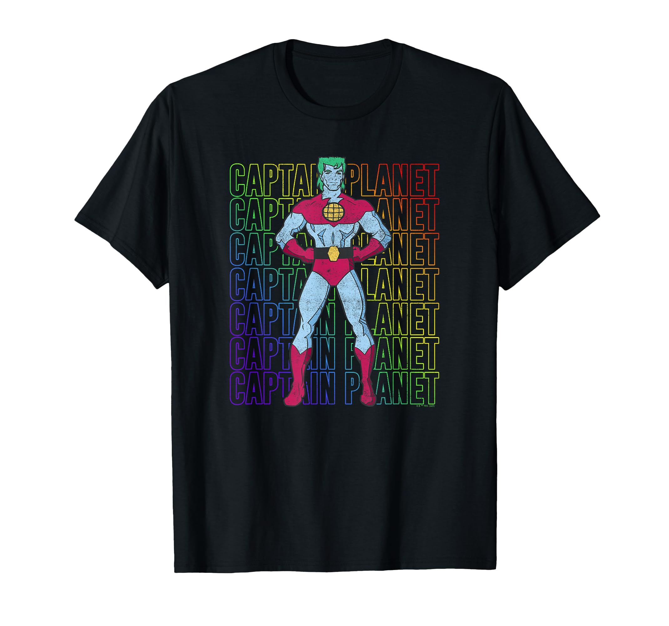 Captain Planet Hero Rainbow Text Stack T-Shirt - Trendy Graphic Unisex - T-Shirt, Sweatshirt, Hoodie