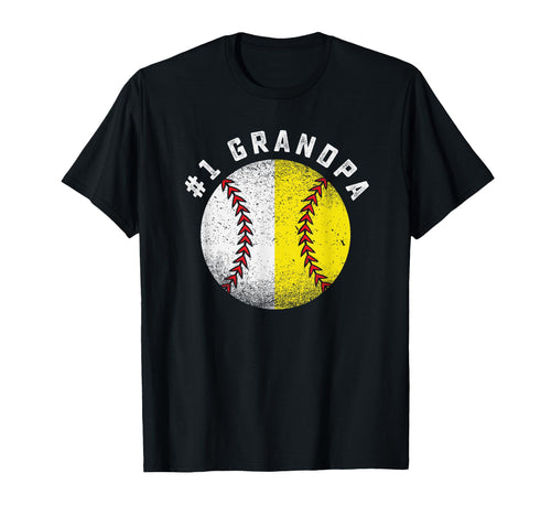 1 Grandpa Softball And Baseball Gift T-Shirt - Trendy Graphic Unisex - T-Shirt, Sweatshirt, Hoodie