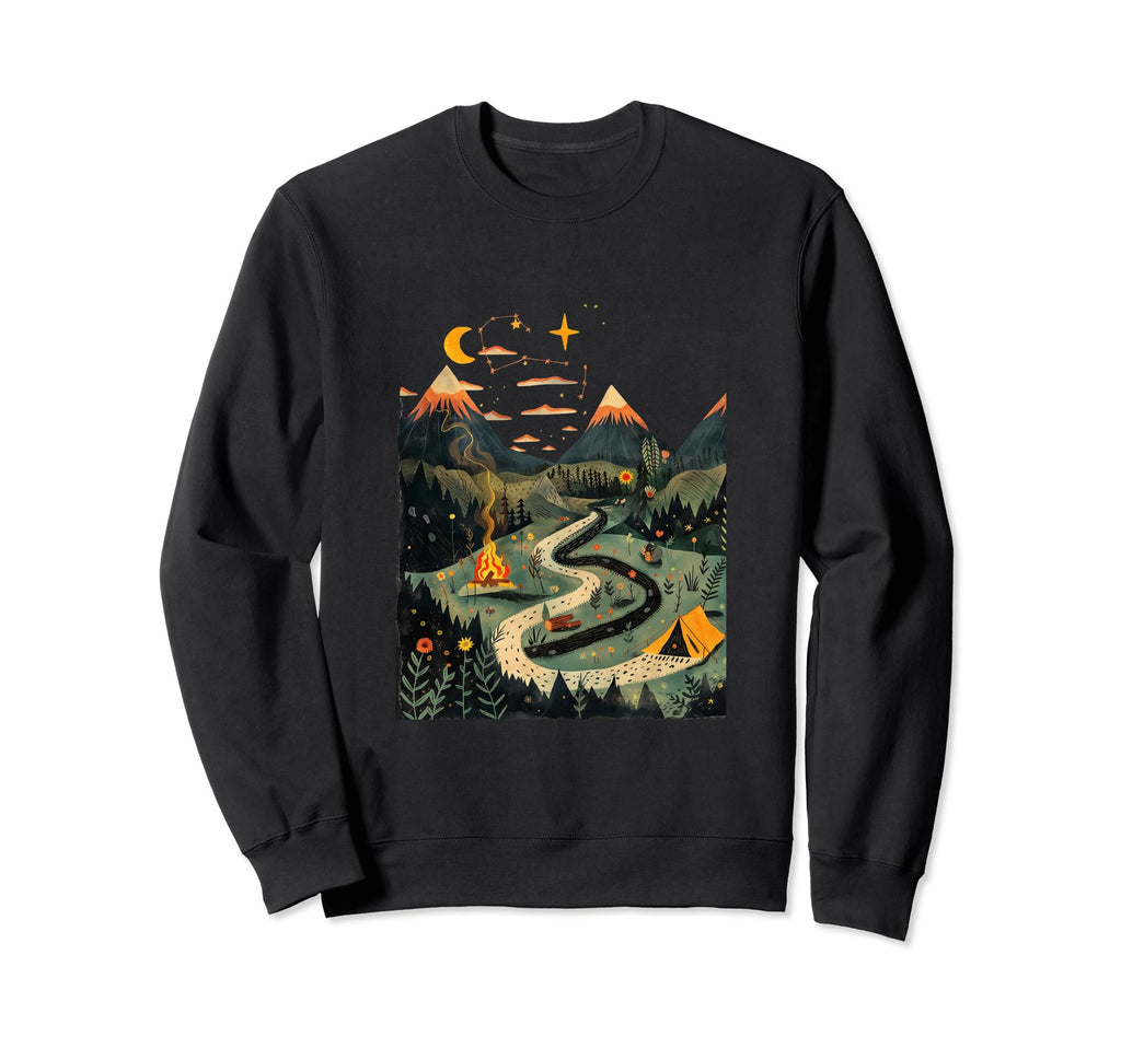 Camping Mountains Trail Hiking Under Sweatshirt - Graphic Print for Adults - T-Shirt, Sweatshirt, Hoodie