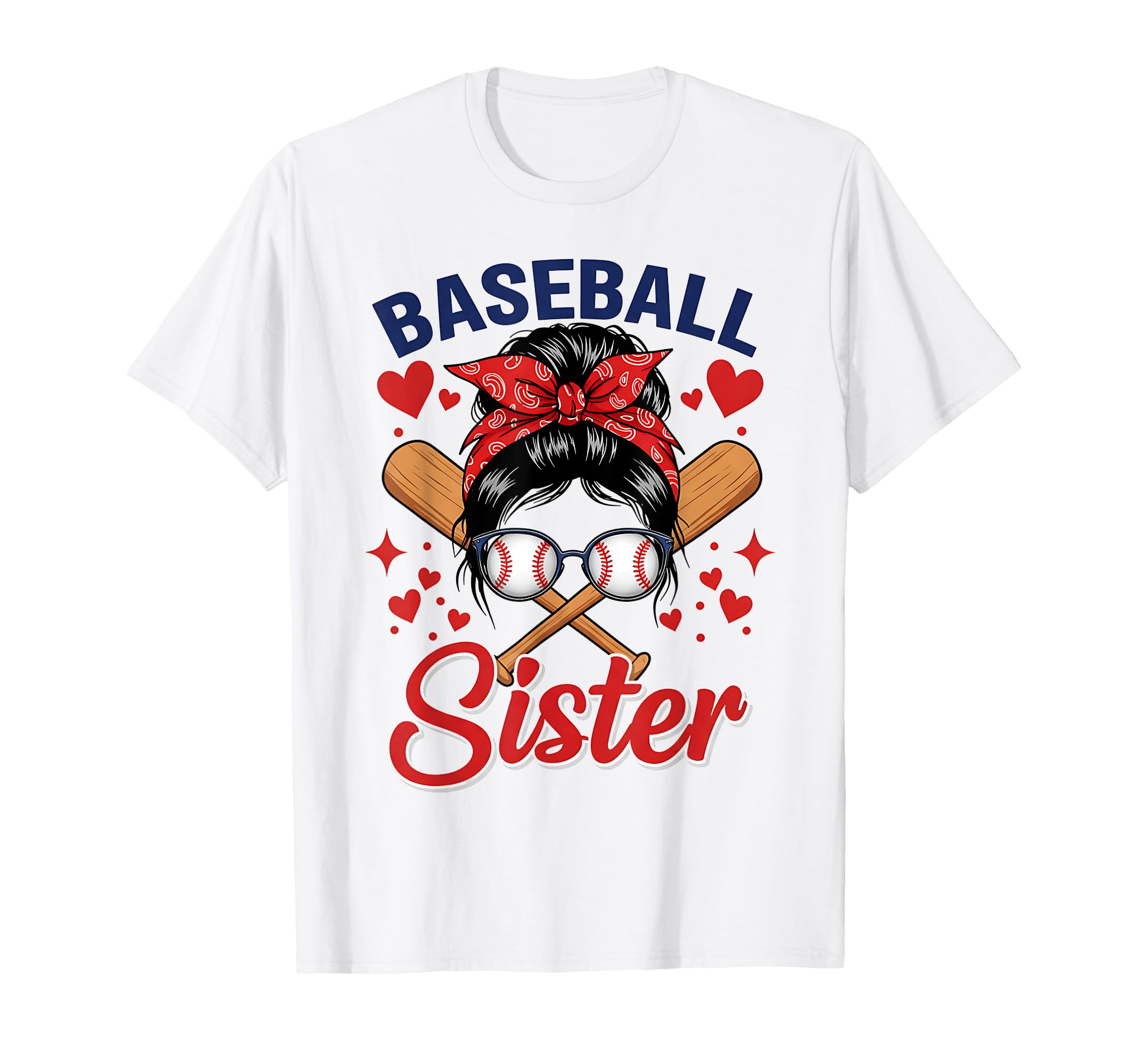 Baseball Sister Outfit Messy Bun Gameday T-Shirt - Custom Art Print Unisex - T-Shirt, Sweatshirt, Hoodie