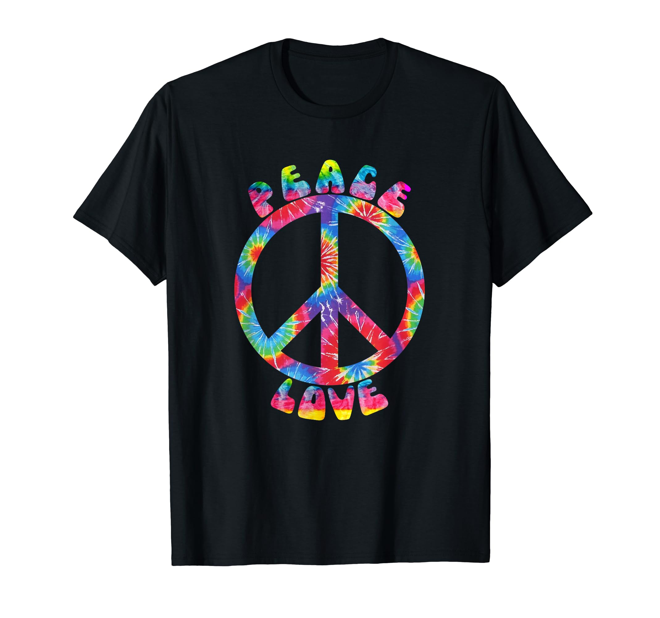 Peace Sign Love 60S 70S Tie Die Hippie T-Shirt - Novelty Apparel Unisex - T-Shirt, Sweatshirt, Hoodie