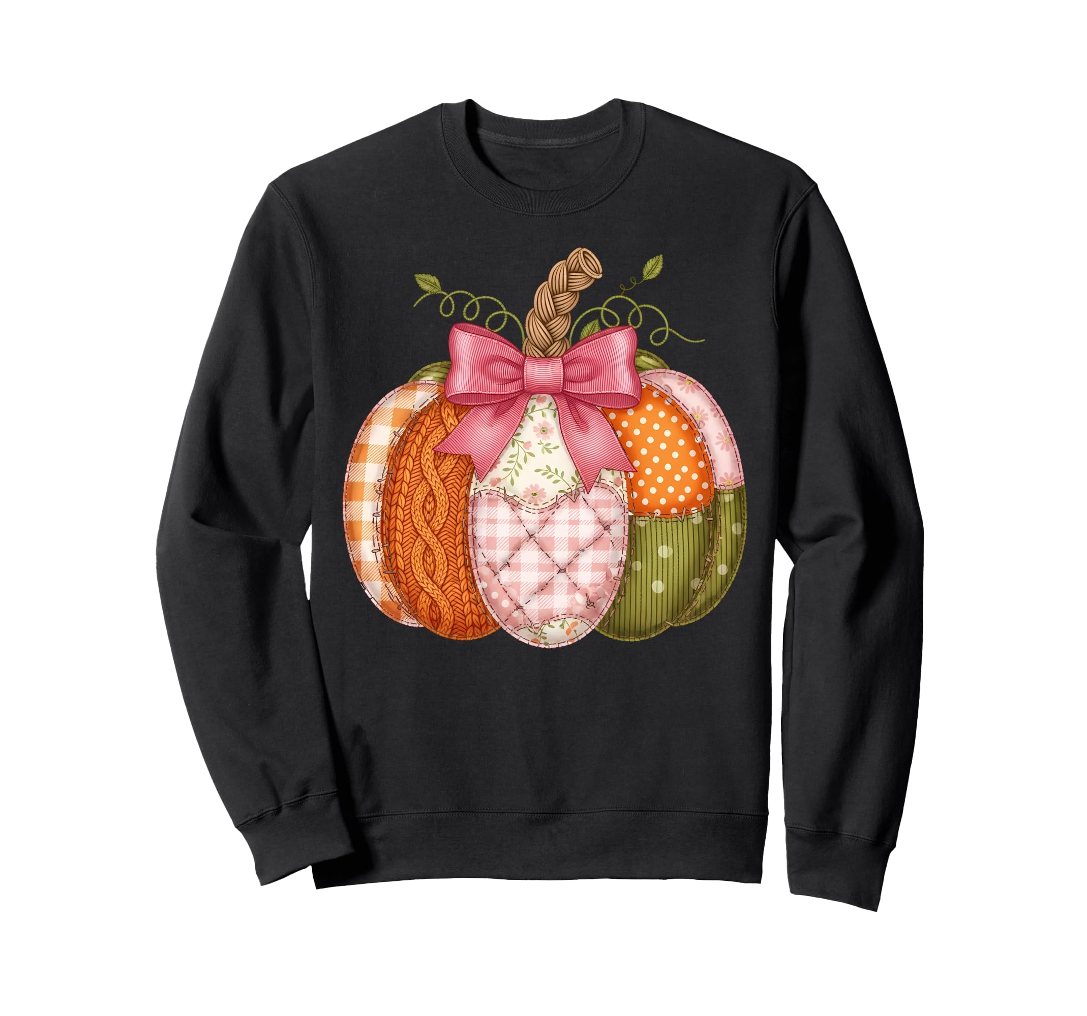 Pumpkin Patchwork Boho Floral Fall Sweatshirt - Custom Art Print Men Women - T-Shirt, Sweatshirt, Hoodie