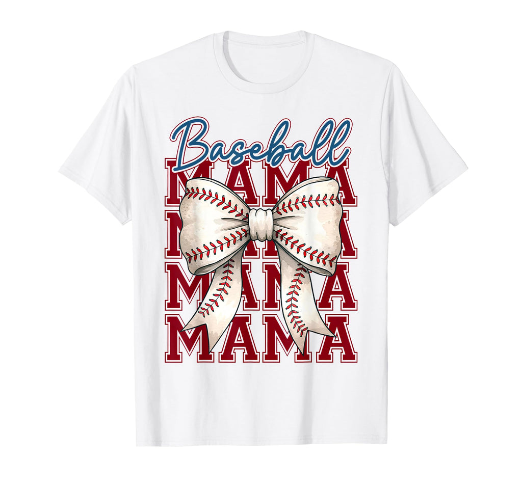 Baseball Mama Baseball Coquette Bow T-Shirt - Custom Art Print for Adults - T-Shirt, Sweatshirt, Hoodie