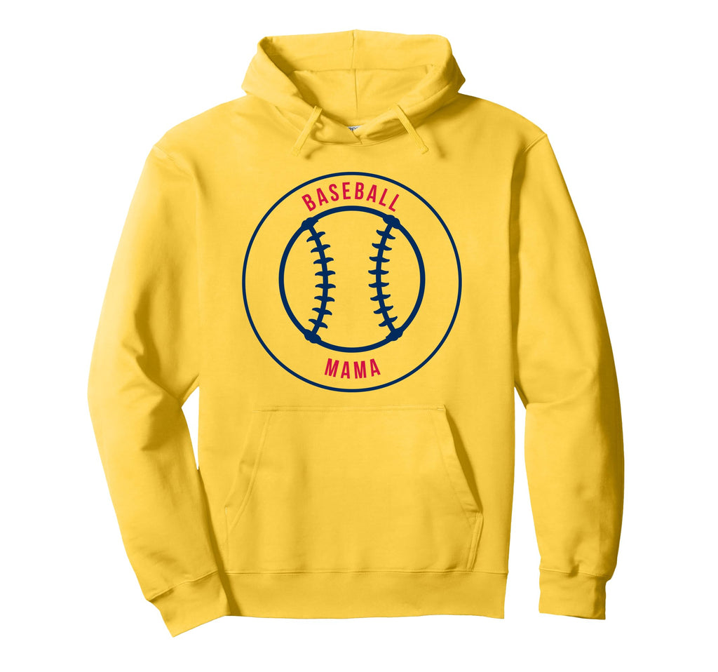 Baseball Mama Blue Red Ball Womens Hoodie - Trendy Graphic Unisex - T-Shirt, Sweatshirt, Hoodie