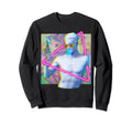 Vaporwave Glitchy Statue Sweatshirt - Casual Everyday Wear for Adults - T-Shirt, Sweatshirt, Hoodie