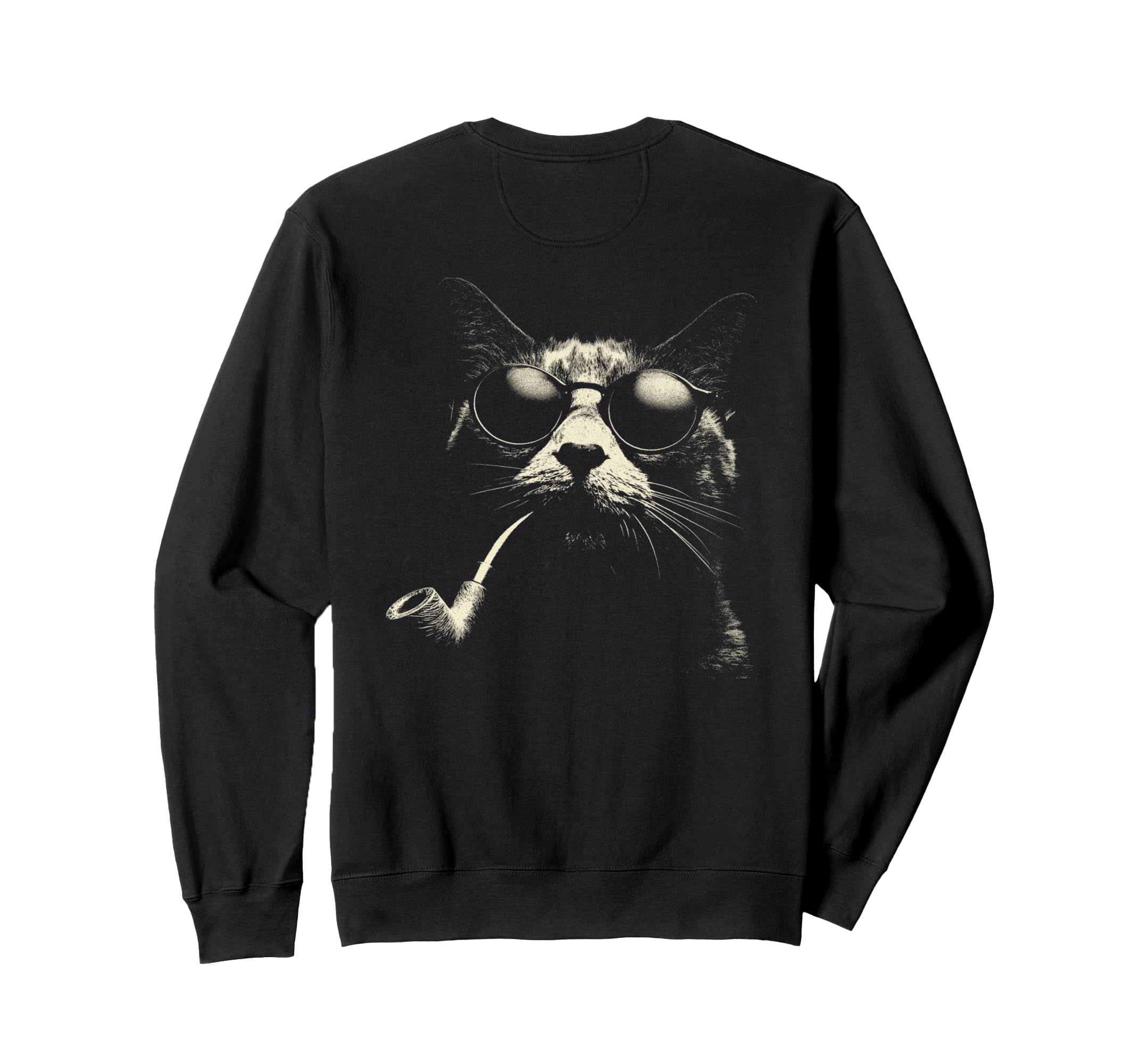 Cat Smoking Pipe Sunglasses Grunge Sweatshirt - Trendy Graphic Men Women - T-Shirt, Sweatshirt, Hoodie