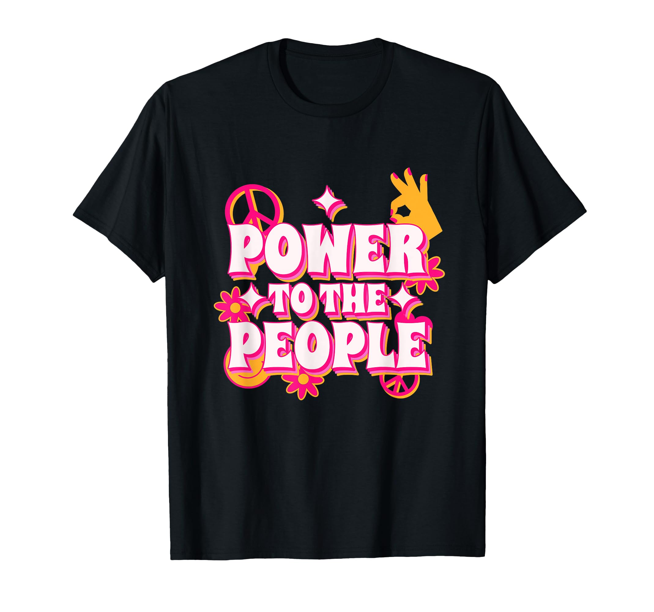 70S Hippy Flower Peace Power To People T-Shirt - Minimalist Print Men Women - T-Shirt, Sweatshirt, Hoodie