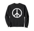 Peace Sign White Distressed Sweatshirt - Novelty Apparel for Adults - T-Shirt, Sweatshirt, Hoodie