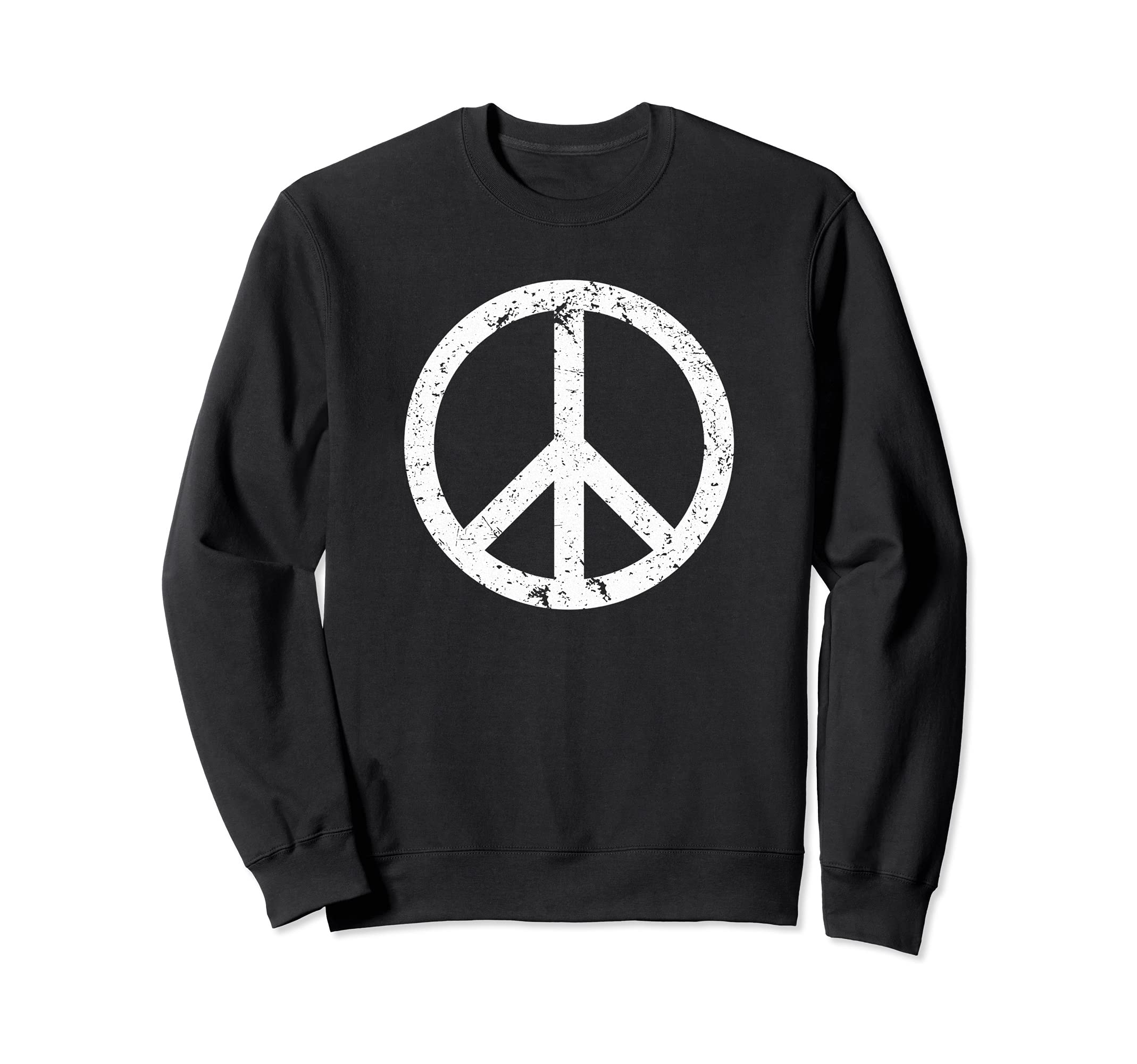 Peace Sign White Distressed Sweatshirt - Novelty Apparel for Adults - T-Shirt, Sweatshirt, Hoodie
