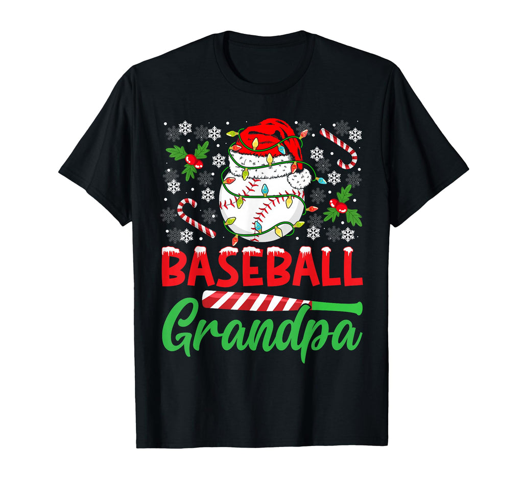 Baseball Grandpa Santa Hat Lights T-Shirt - Aesthetic Graphic for Adults - T-Shirt, Sweatshirt, Hoodie