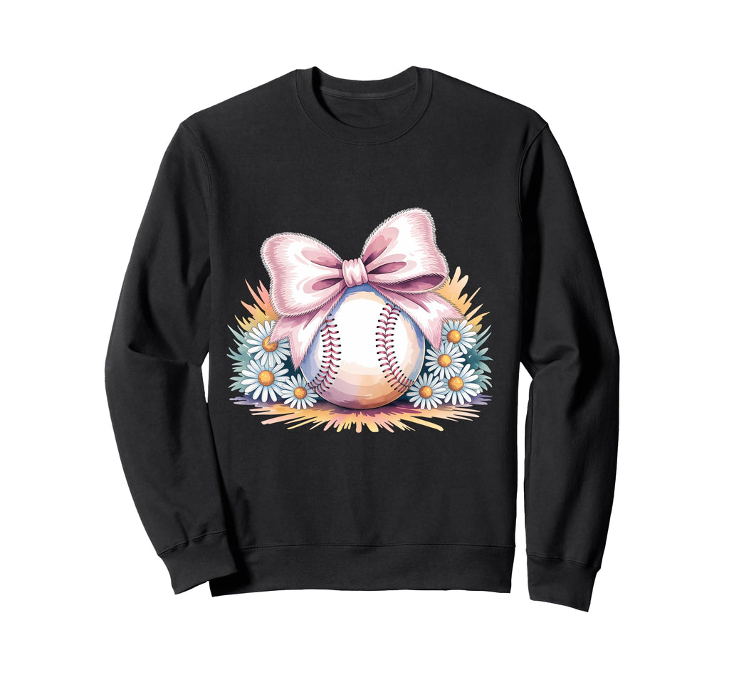 Baseball Coquette Bow Baseball Mom Sweatshirt - Casual Everyday Wear Unisex - T-Shirt, Sweatshirt, Hoodie