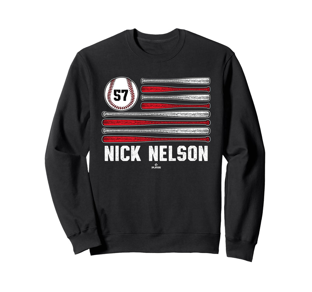 Baseball American Flag Nick Nelson Sweatshirt - Unique Graphic Men Women - T-Shirt, Sweatshirt, Hoodie