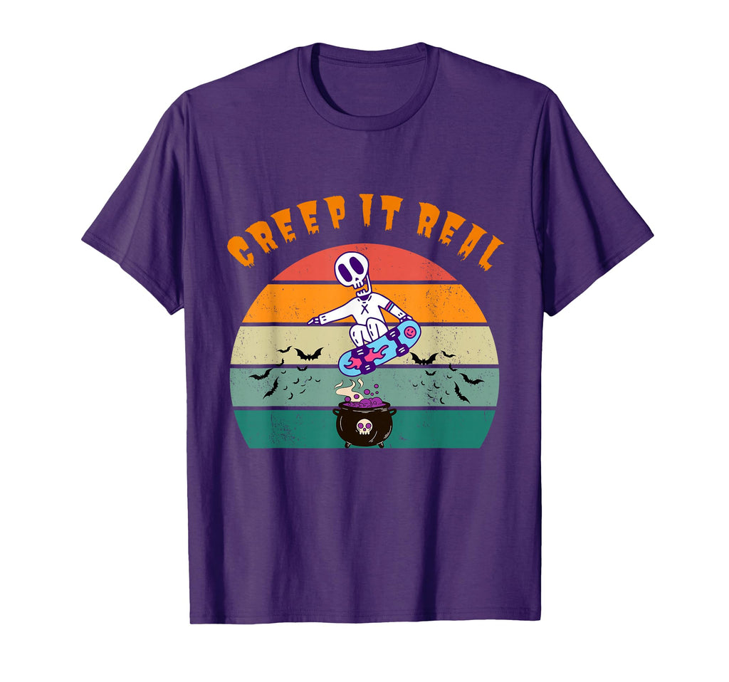 Creep It Real Sunset Skeleton Halloween T-Shirt - Graphic Print Men Women - T-Shirt, Sweatshirt, Hoodie