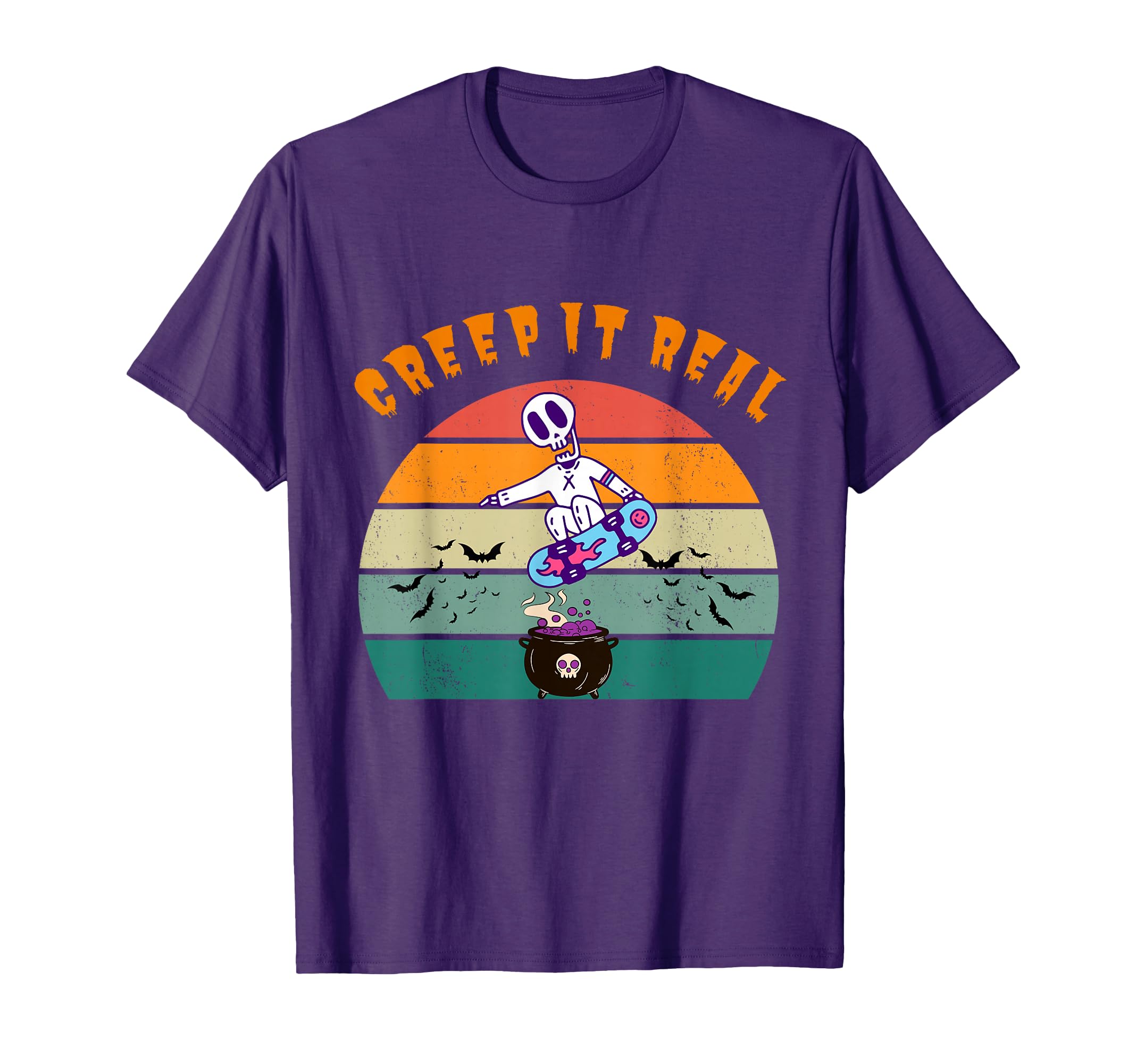 Creep It Real Sunset Skeleton Halloween T-Shirt - Graphic Print Men Women - T-Shirt, Sweatshirt, Hoodie