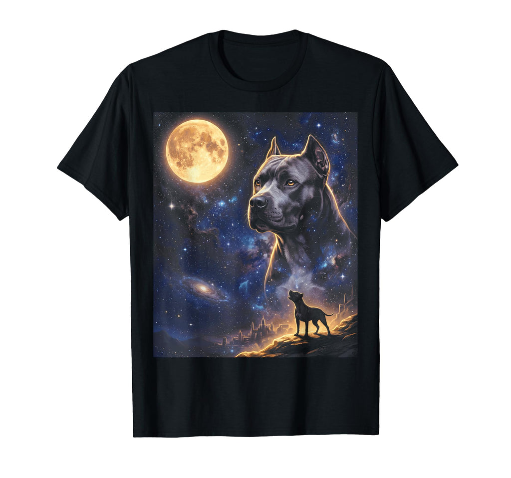 90S Pitbull Howling Moon Y2K Aesthetic T-Shirt - Trendy Graphic Unisex - T-Shirt, Sweatshirt, Hoodie