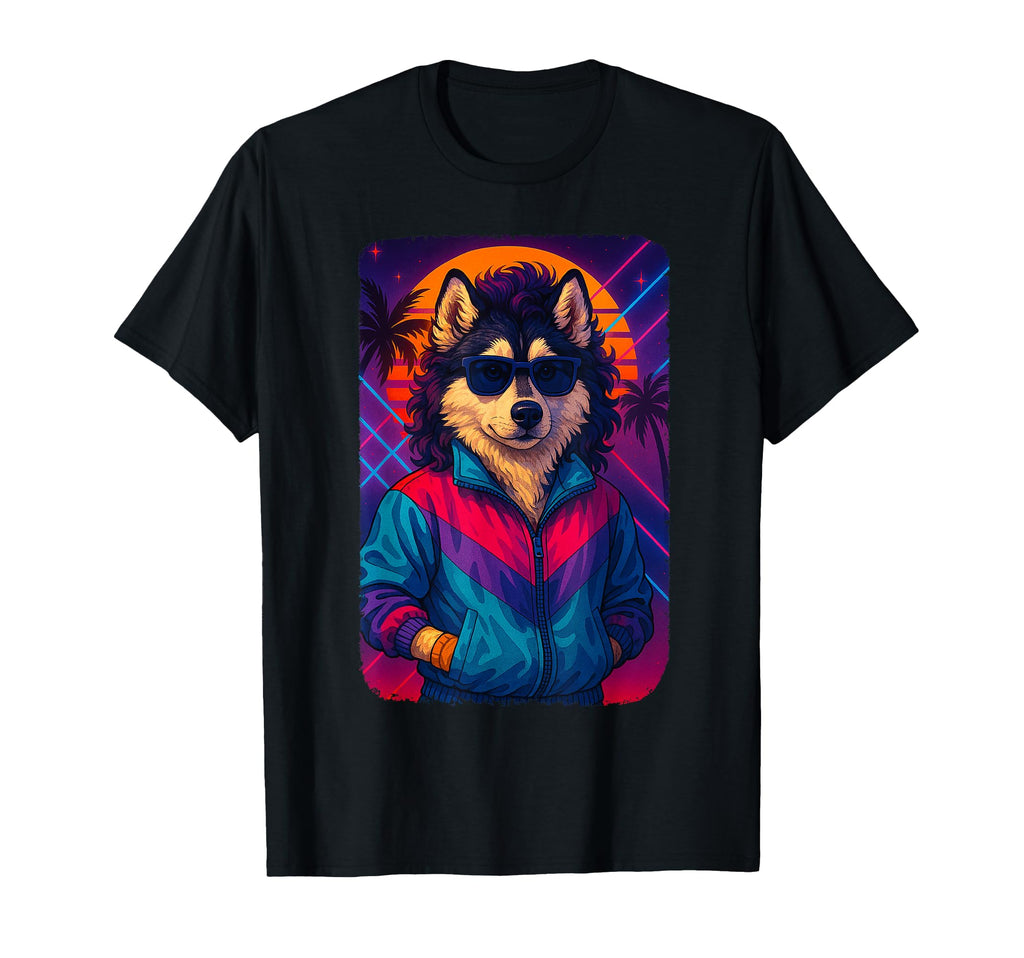 80S Aesthetic Husky Tracksuit Jacket T-Shirt - Minimalist Print Unisex - T-Shirt, Sweatshirt, Hoodie