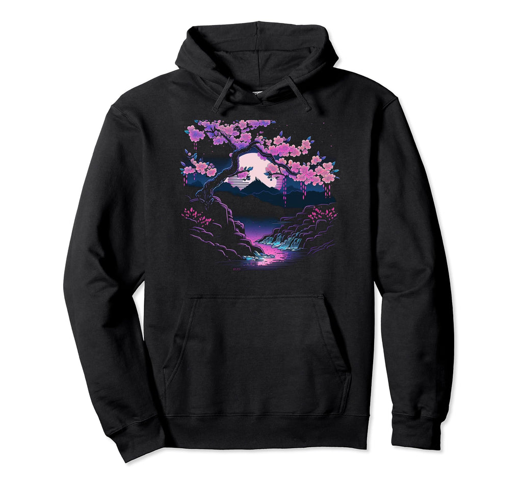 Japanese Vaporwave Art Cherry Blossom Hoodie - Trendy Graphic Men Women - T-Shirt, Sweatshirt, Hoodie