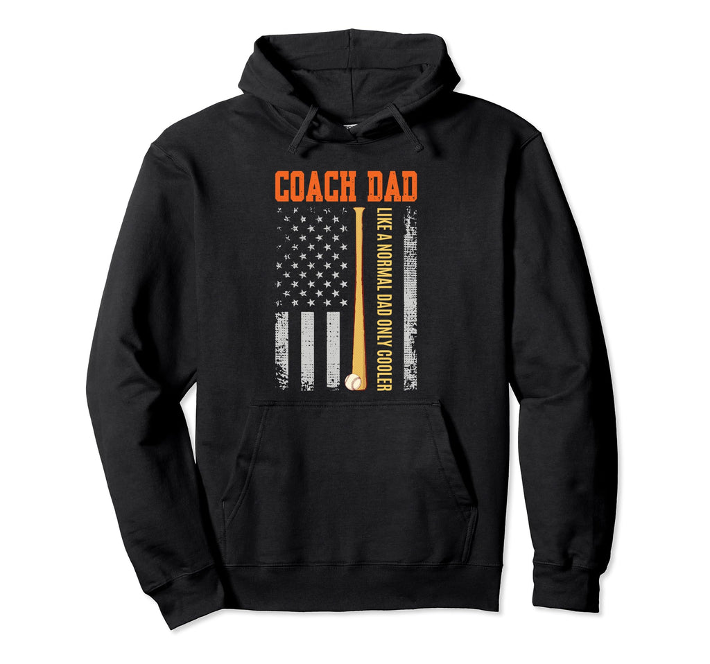 Coach Dad Baseball Usa Flag Hoodie - Fun Novelty Design for Adults - T-Shirt, Sweatshirt, Hoodie