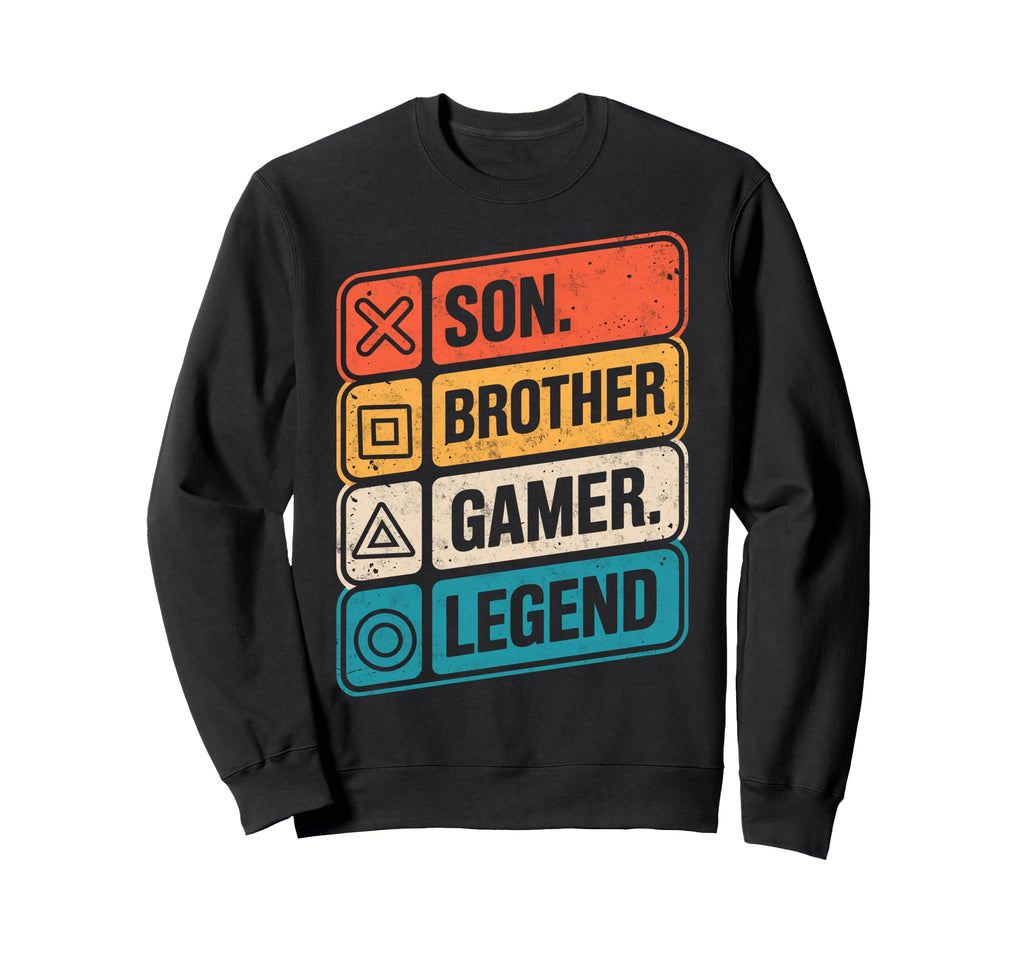 Son Brother Gamer Legend Video Sweatshirt - Custom Art Print Men Women - T-Shirt, Sweatshirt, Hoodie