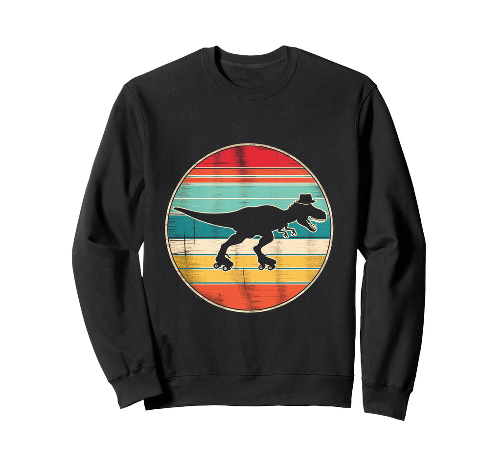 Roller Skating Dinosaur T Rex Sweatshirt - Aesthetic Graphic for Adults - T-Shirt, Sweatshirt, Hoodie