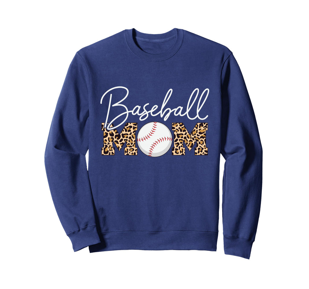 Baseball Mom Leopard Cursive Sweatshirt - Aesthetic Graphic for Adults - T-Shirt, Sweatshirt, Hoodie