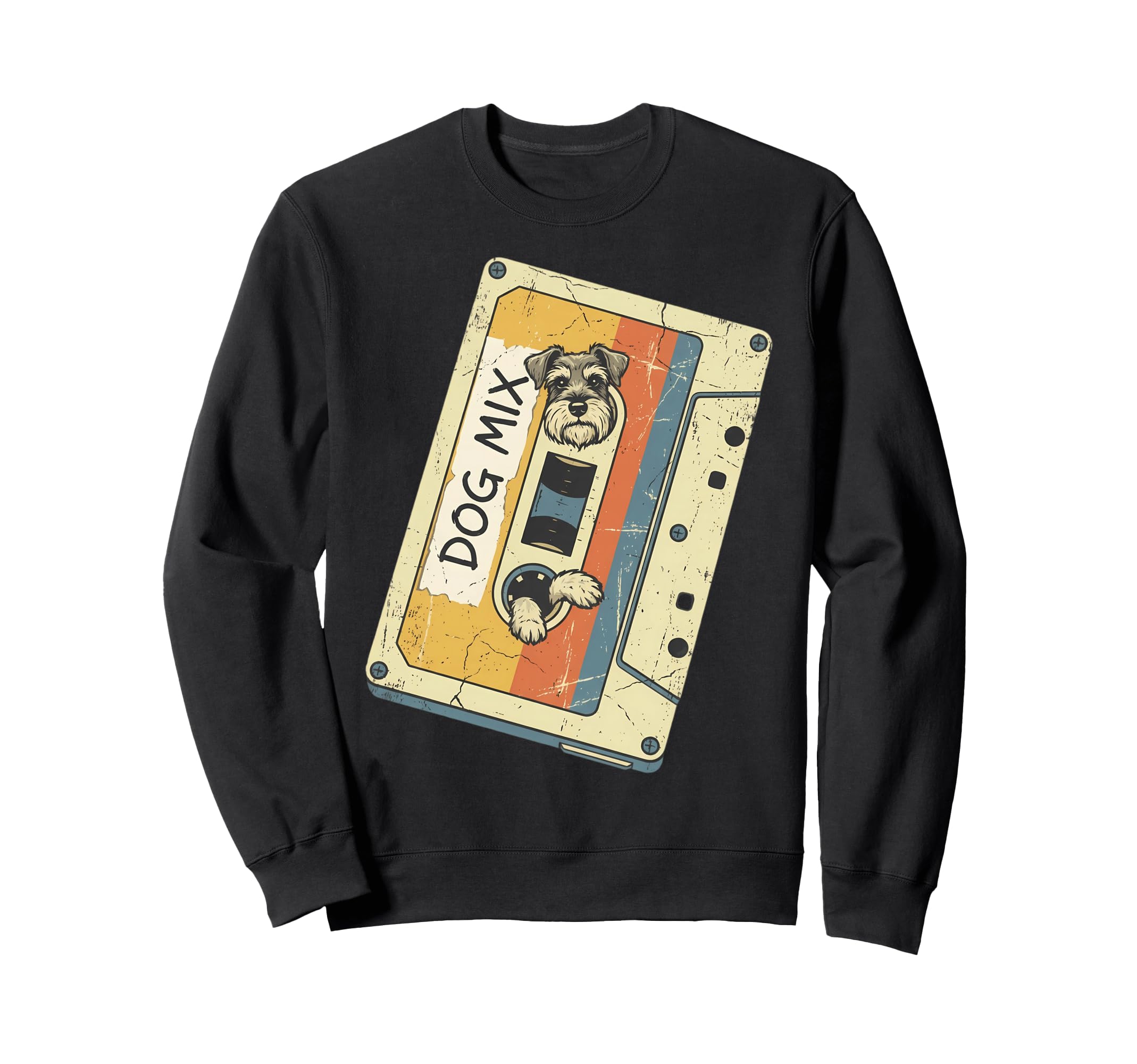 Schnauzer Peeking Cassette Tape Sweatshirt - Streetwear Style for Adults - T-Shirt, Sweatshirt, Hoodie