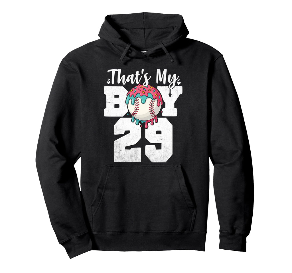 Thats My Baseball 29 Number Mom Hoodie - Casual Everyday Wear for Adults - T-Shirt, Sweatshirt, Hoodie
