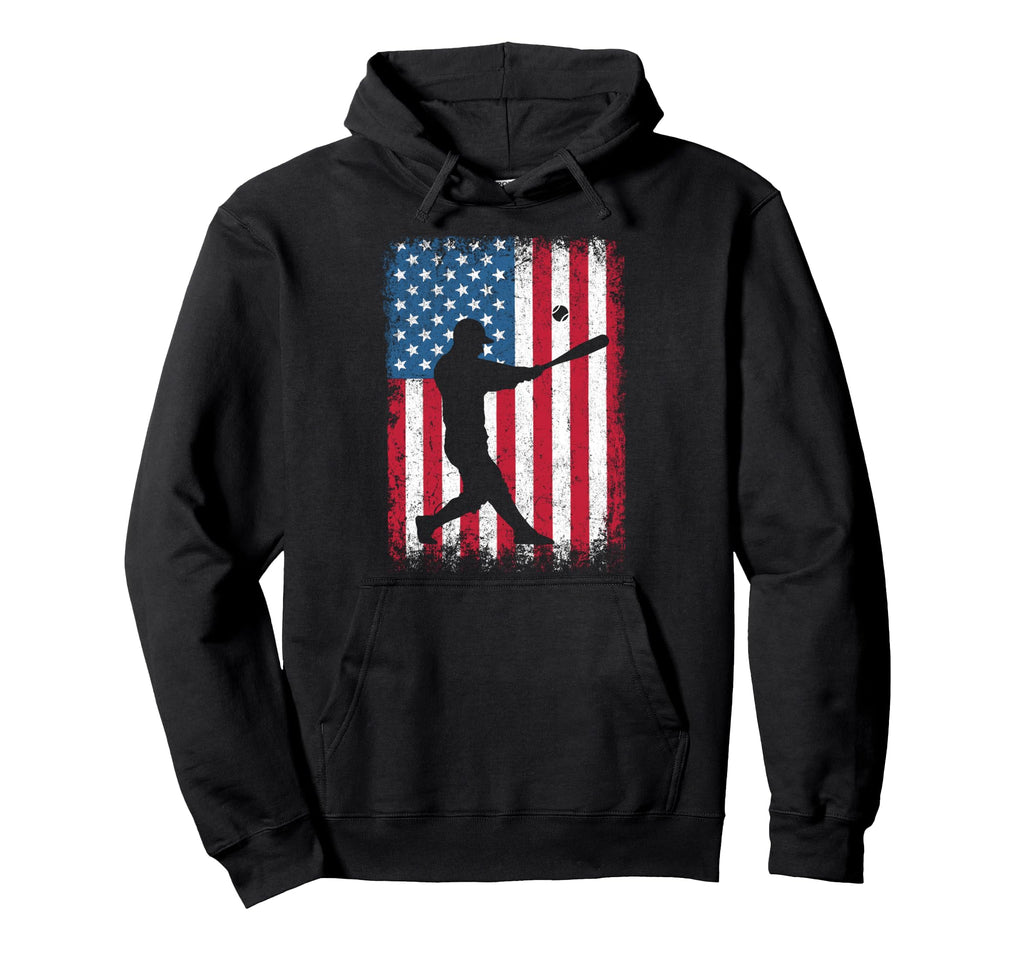 American Flag Baseball Flag Dad Mom Hoodie - Trendy Graphic Men Women - T-Shirt, Sweatshirt, Hoodie