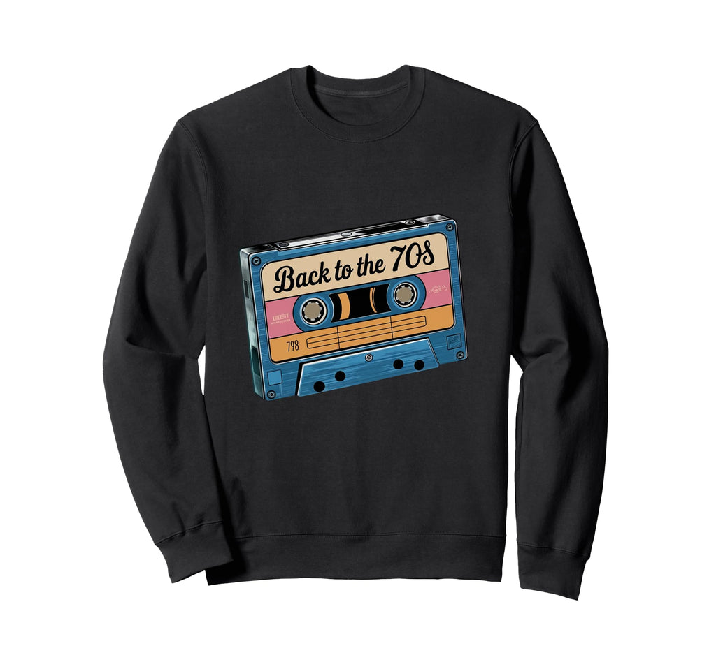 Groovy 70S Music Nostalgia Cassette Sweatshirt - Graphic Print for Adults - T-Shirt, Sweatshirt, Hoodie