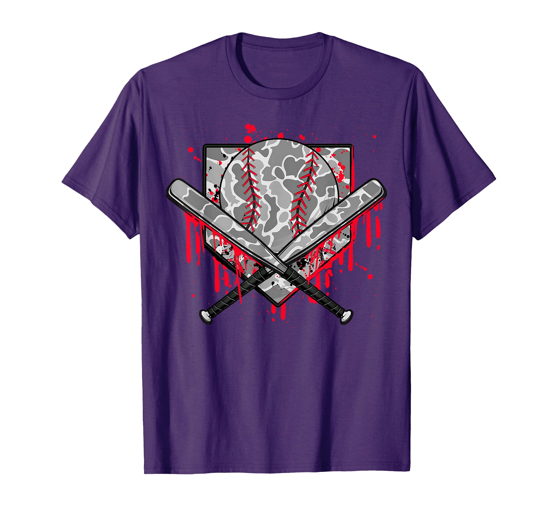 Baseball Drip Camo Baseball Home T-Shirt - Custom Art Print for Adults - T-Shirt, Sweatshirt, Hoodie
