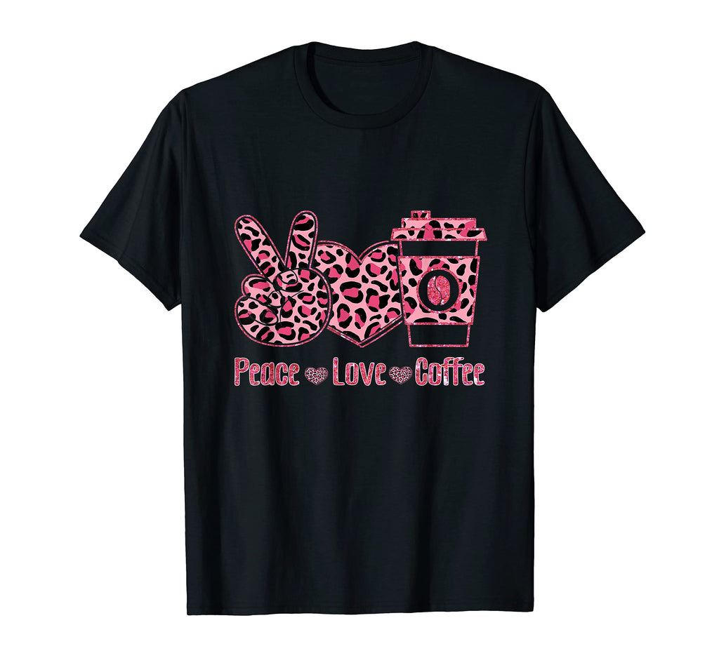 Leopard Peace Love Coffee Lovers Hippie T-Shirt - Unique Graphic for Adults - T-Shirt, Sweatshirt, Hoodie