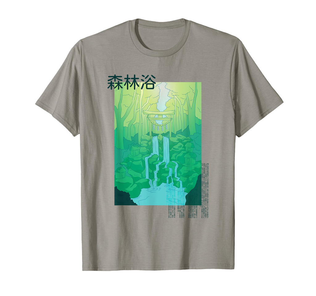 Japanese Waterfall Green Aesthetic T-Shirt - Graphic Print for Adults - T-Shirt, Sweatshirt, Hoodie