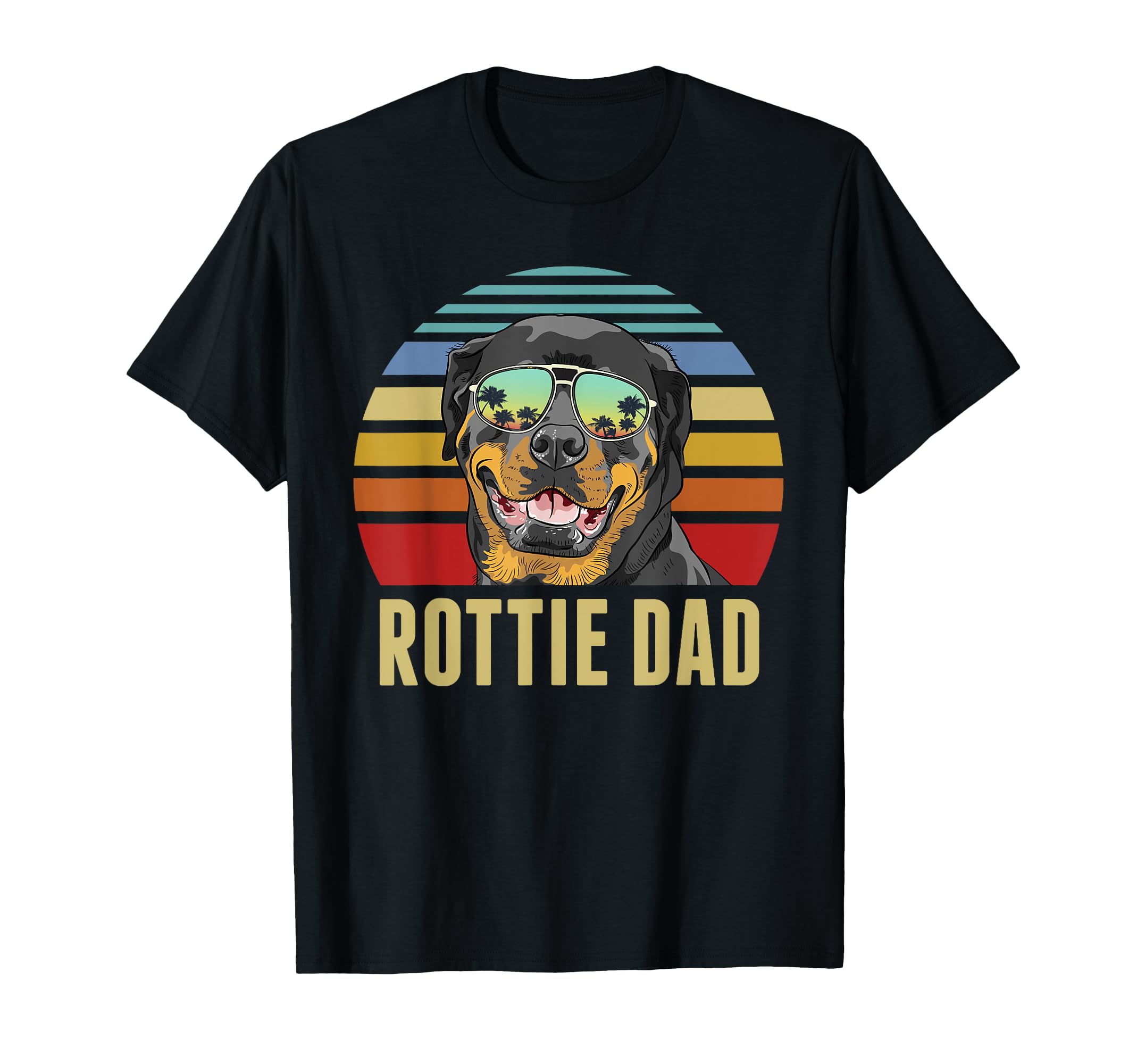 Rottie Dad Rottweiler Dog Sunset Beach T-Shirt - Trendy Graphic for Adults - T-Shirt, Sweatshirt, Hoodie