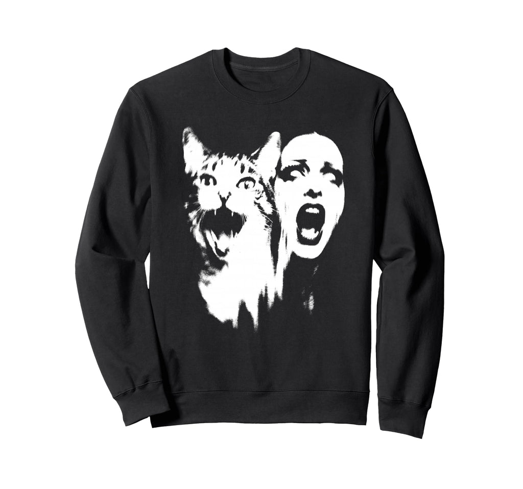 Punk And Cat Grunge 90S Distressed Sweatshirt - Novelty Apparel Men Women - T-Shirt, Sweatshirt, Hoodie